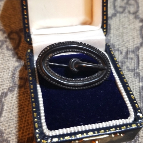 Early Victorian Mid 1800s Miniature Belt Buckle Brass Brooch - Picture 2 of 7